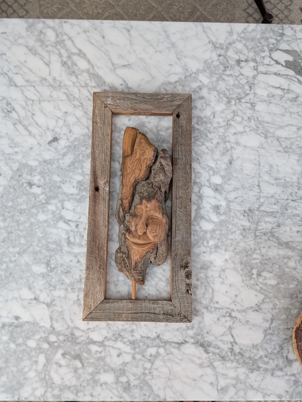 Wood Handcarved Spirit Tree Face sculpture wall art natural weathered frame